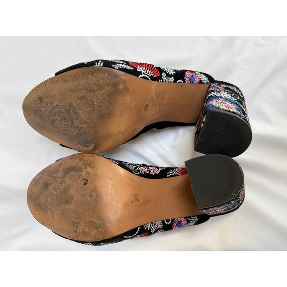Anthropologie Avec Les Filles Margaux Floral Embroidered Black Suede Mules, 9.5 - Picture 5 of 5